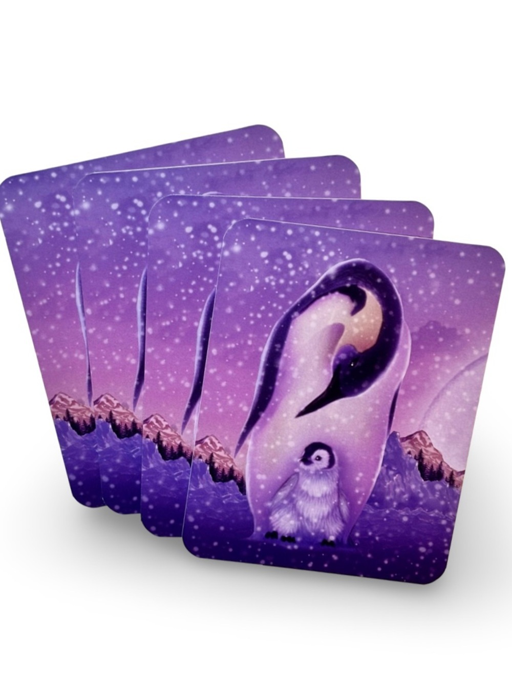 Package of 4 Handmade Penguin Greeting Cards